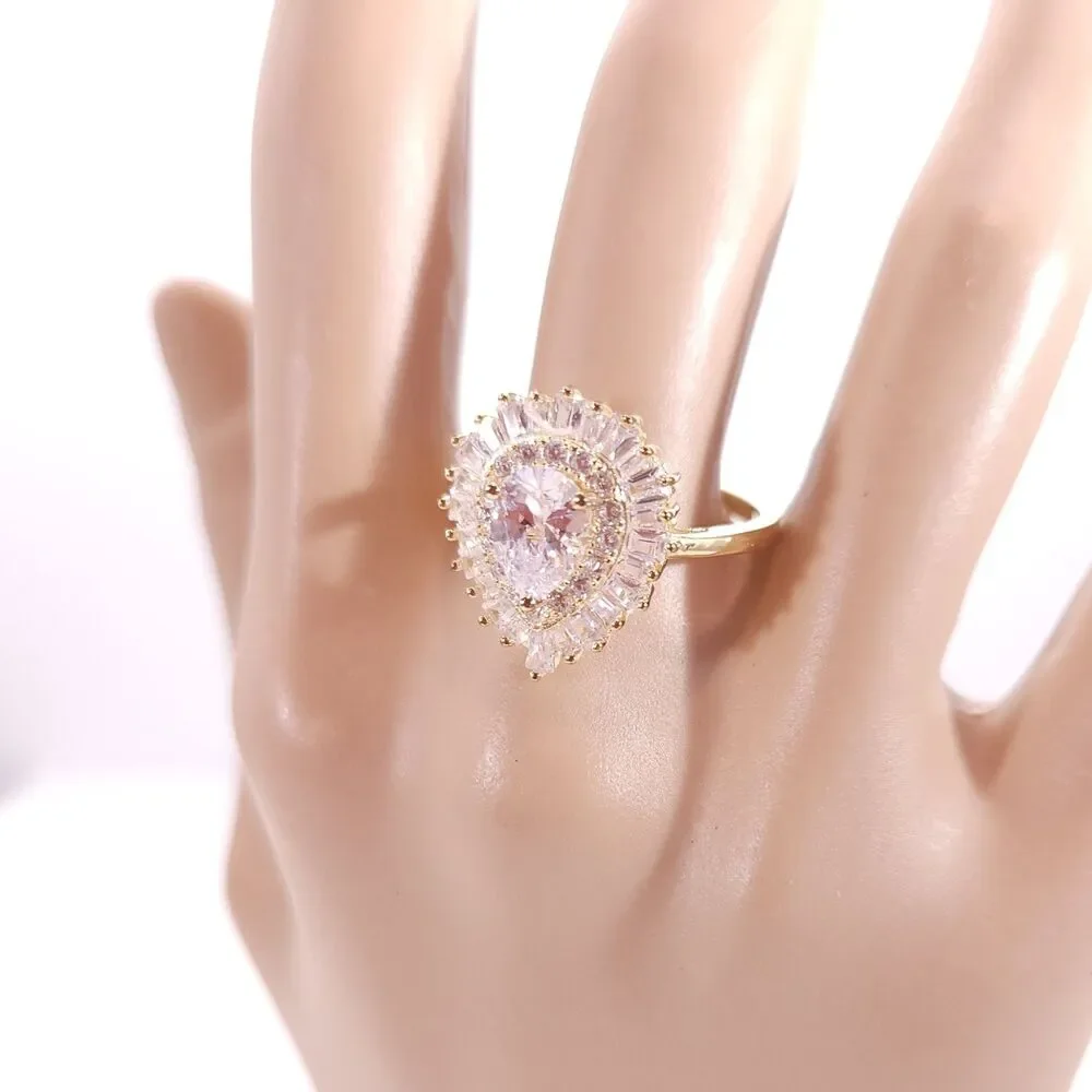 Simulated Diamond CZ Ring 14k over Sterling Silver Size 10